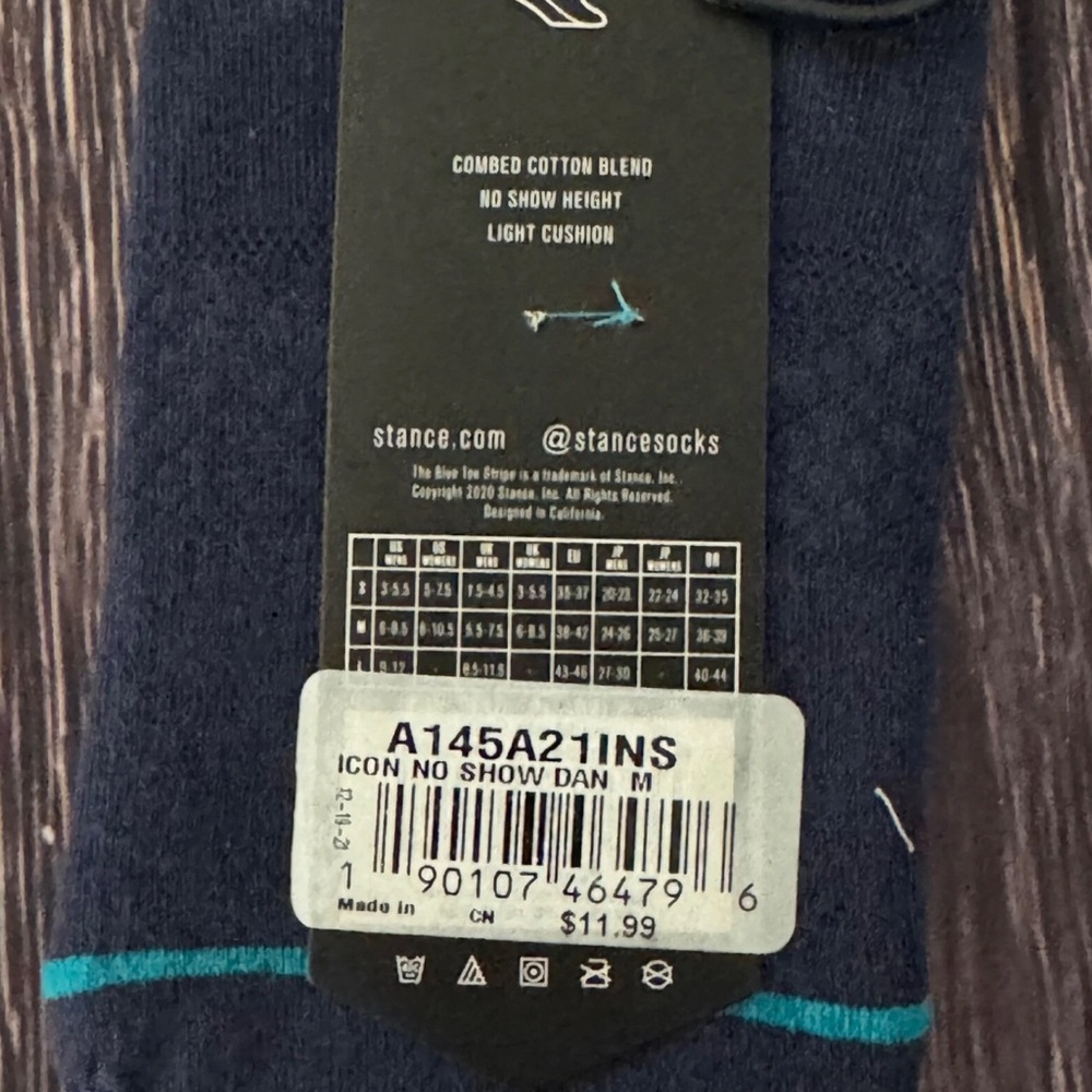 Stance Adult Dark Navy No Show Cotton Cushion Icon Logo Casual Socks Sz M 6-8.5 - Picture 5 of 6